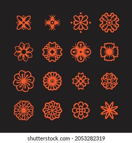 Icon set of flowers. Creative design.