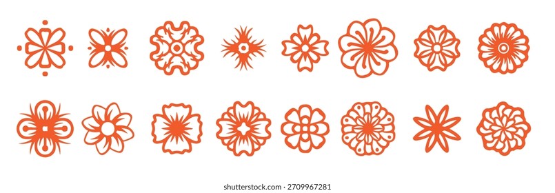 ícone conjunto de flores ilustração vetor