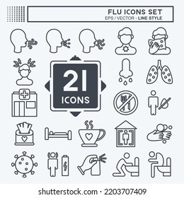 Icon Set Flu. suitable for education symbol. line style. simple design editable. design template vector. simple illustration