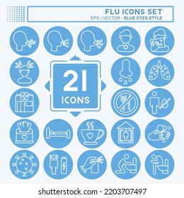 Icon Set Flu. suitable for education symbol. blue eyes style. simple design editable. design template vector. simple illustration