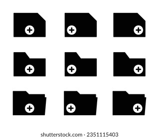 icon set folder, add, plus, new document. vector design for app, web or technology.