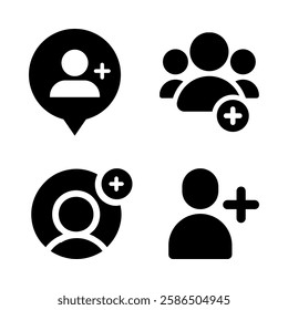 Icon set follow, followers. User, Invitation, to be friends, Illustration vector.