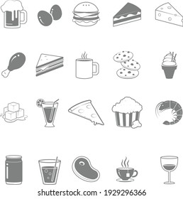 Icon set of food and beverage