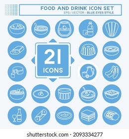 Icon Set Food and Drink - Blue Eyes Style - Simple illustration,Editable stroke,Design template vector, Good for prints, posters, advertisements, announcements, info graphics, etc.