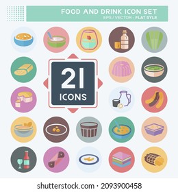Icon Set Food and Drink - Flat Style - Simple illustration,Editable stroke,Design template vector, Good for prints, posters, advertisements, announcements, info graphics, etc.
