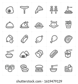 Icon set - Food icon outline stroke vector illustration on white background