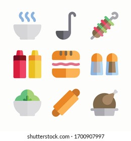 Icon Set Food Restaurant for different seasons. Color with Editable stroke