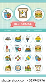 icon set food vector