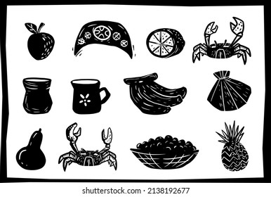 icon set of foods and objects from Northeast Brazil.