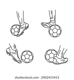 Symbol-Set mit dem Logo der Fußballsportlinie Vektorgrafik-Design