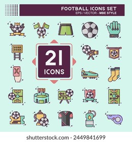 Icon Set Football. related to Sports symbol. MBE style. simple design illustration