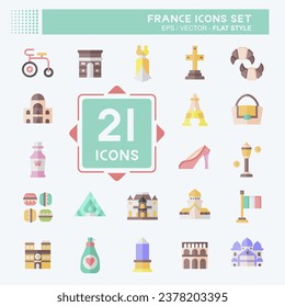 Icon Set France. related to Holiday symbol. flat style. simple design editable. simple illustration