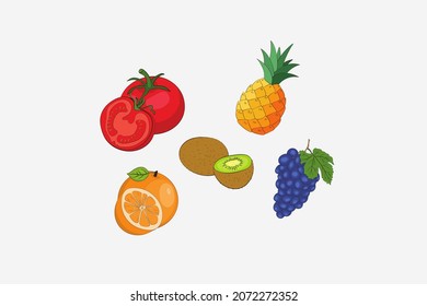 icon set of fruit illustration 