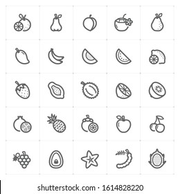 Icon set - Fruit icon outline stroke vector illustration on white background