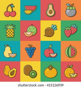 icon set fruit vector