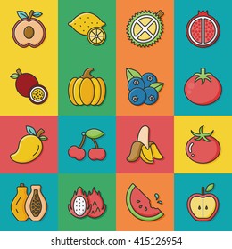 icon set fruit vector