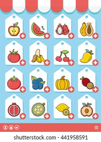 icon set fruit vector