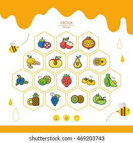 icon set fruit vector