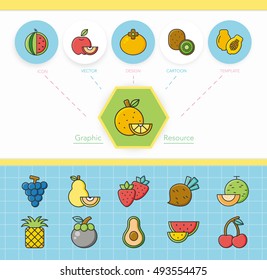 icon set fruit vector