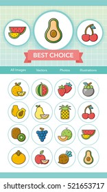 icon set fruit vector