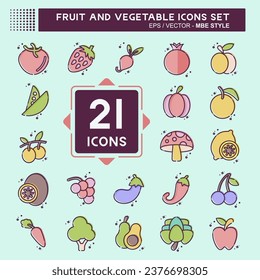 Icon Set Fruit and Vegetable. related to Healthy symbol. MBE style. simple design editable. simple illustration