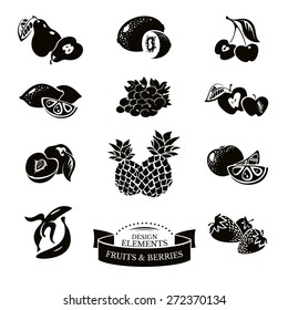 Icon set of fruits and berries vector illustration