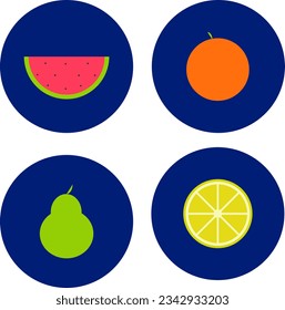 icon set fruits in color 