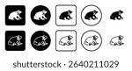 Icon set of funny frog. Filled, outline, black and white icons set, flat style.  Vector illustration on white background