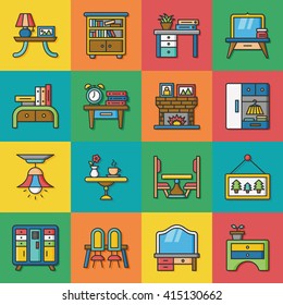 icon set furniture vector