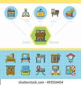 icon set furniture vector