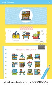 icon set furniture vector