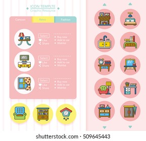 icon set furniture vector