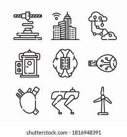 Juego de iconos Tecnología Futurista para diferentes temporadas Línea
