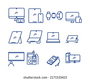 Icon Set Gadget Device, Laptop Phone Pod Music , Editable stroke. Let's make your design Easier