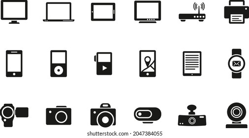 Icon set of gadgets. Сollection of flat simple icons.