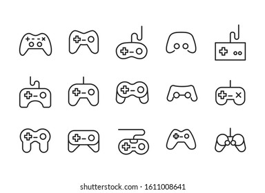 Icon set of gamepad. Editable vector pictograms isolated on a white background. Trendy outline symbols for mobile apps and website design. Premium pack of icons in trendy line style.