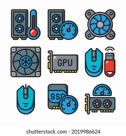 Icon Set Gaming PC for different seasons Color