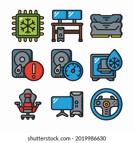 Icon Set Gaming PC for different seasons Color