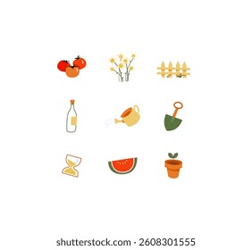 a icon set of garden