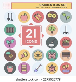 Icon Set Garden. suitable for garden symbol. color mate style. simple design editable. design template vector. simple symbol illustration