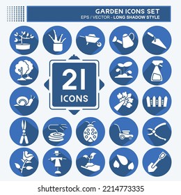 Icon Set Garden. suitable for Garden symbol. long shadow style. simple design editable. design template vector. simple illustration