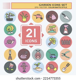 Icon Set Garden. suitable for Garden symbol. color mate style. simple design editable. design template vector. simple illustration