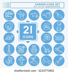 Icon Set Garden. suitable for Garden symbol. blue eyes style. simple design editable. design template vector. simple illustration
