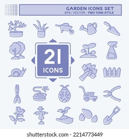 Icon Set Garden. geeignet für Gartensymbol. zwei Töne. einfaches Design bearbeitbar. Designvorlage, Vektor. einfache Abbildung