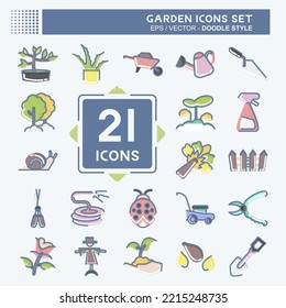 Icon Set Garden. suitable for Garden symbol. doodle style. simple design editable. design template vector. simple illustration