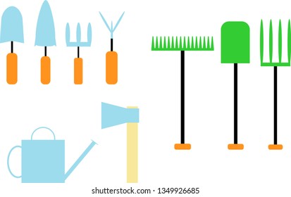 Icon set of garden tools