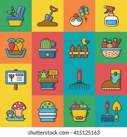 icon set gardening vector