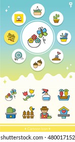 icon set gardening vector