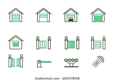 Icon set for gates or rollets company in verctor.