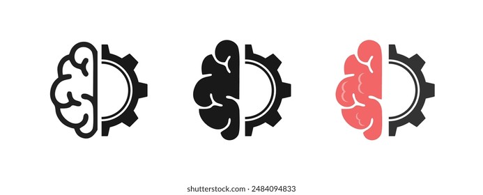 conjunto de iconos engranaje cerebro, diseño de la máquina, estilo moderno, Vector editable eps 10.